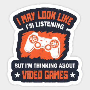 Gamer Thinking About Video Games Console Gift idea Sticker